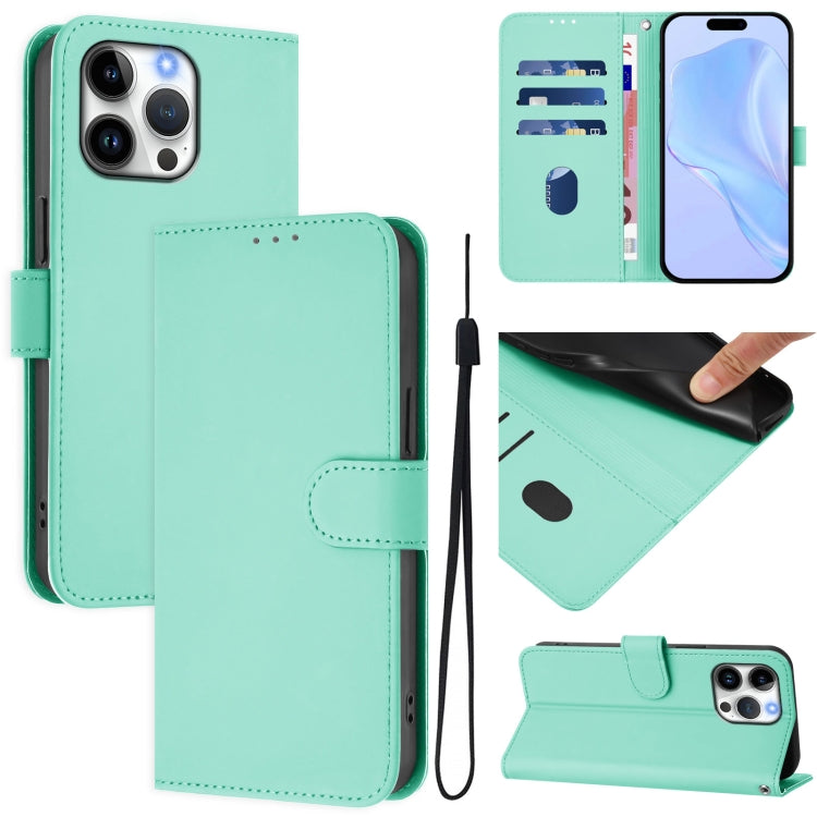 Funda para teléfono de piel de color liso con cordón y tacto agradable al tacto, For iPhone Air, For iPhone 16 Pro Max