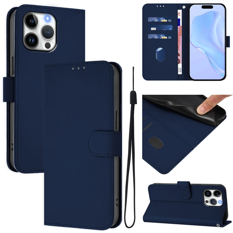 Funda para teléfono de piel de color liso con cordón y tacto agradable al tacto, For iPhone Air, For iPhone 16 Pro Max