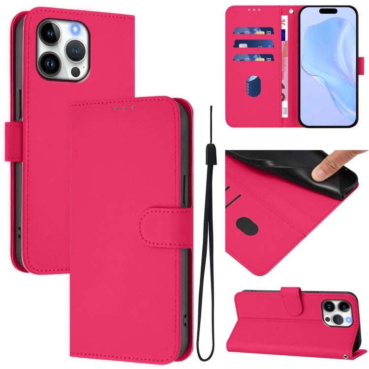 Funda para teléfono de piel de color liso con cordón y tacto agradable al tacto, For iPhone Air, For iPhone 16 Pro Max