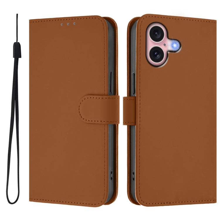 Funda para teléfono de piel de color liso con cordón y tacto agradable al tacto, For iPhone 16, For iPhone 15 Pro Max