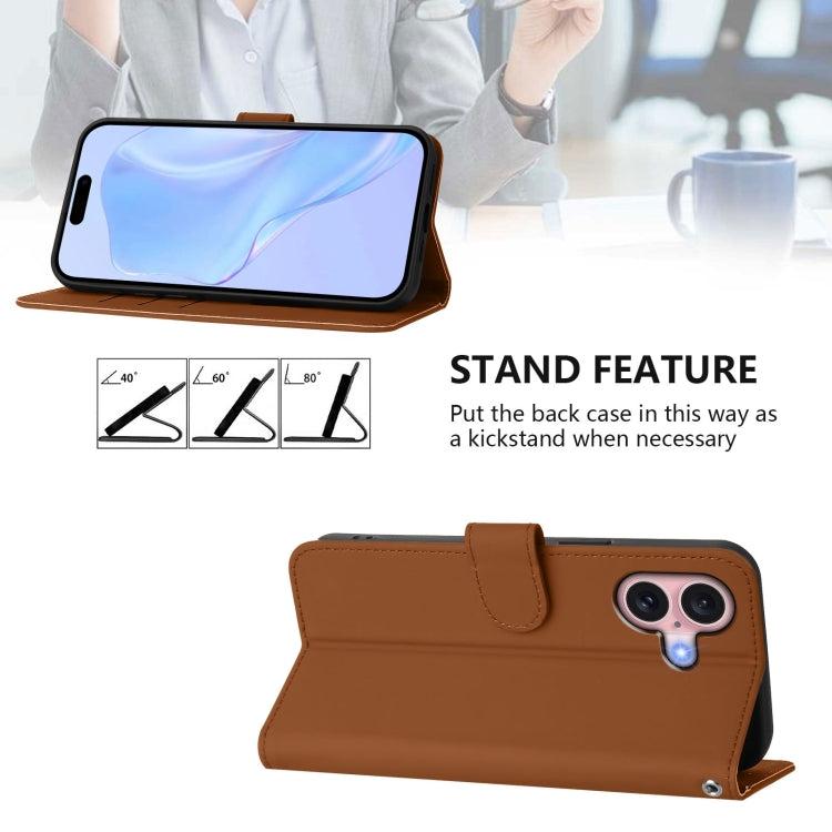 Funda para teléfono de piel de color liso con cordón y tacto agradable al tacto, For iPhone 16, For iPhone 15 Pro Max