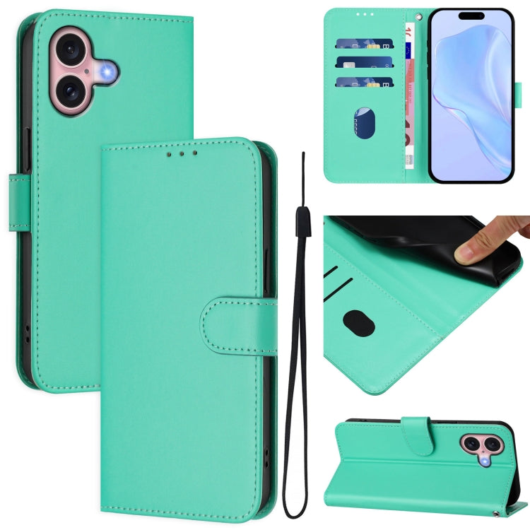 Funda para teléfono de piel de color liso con cordón y tacto agradable al tacto, For iPhone 16, For iPhone 15 Pro Max