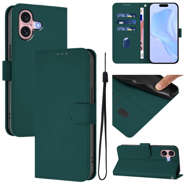 Funda para teléfono de piel de color liso con cordón y tacto agradable al tacto, For iPhone 16, For iPhone 15 Pro Max