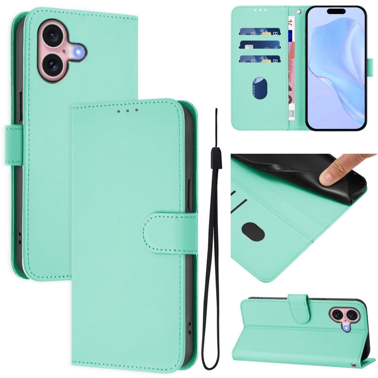 Funda para teléfono de piel de color liso con cordón y tacto agradable al tacto, For iPhone 16, For iPhone 15 Pro Max