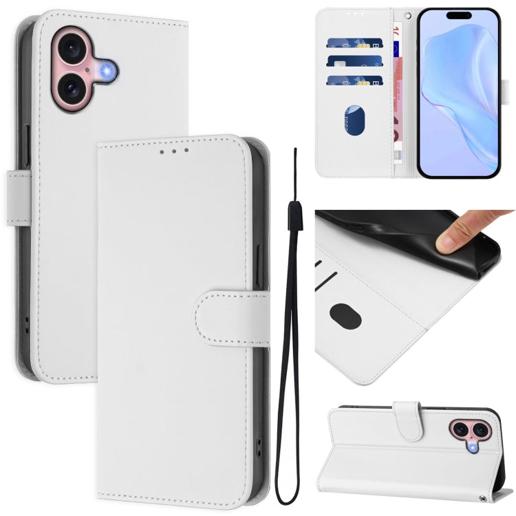 Funda para teléfono de piel de color liso con cordón y tacto agradable al tacto, For iPhone 16, For iPhone 15 Pro Max