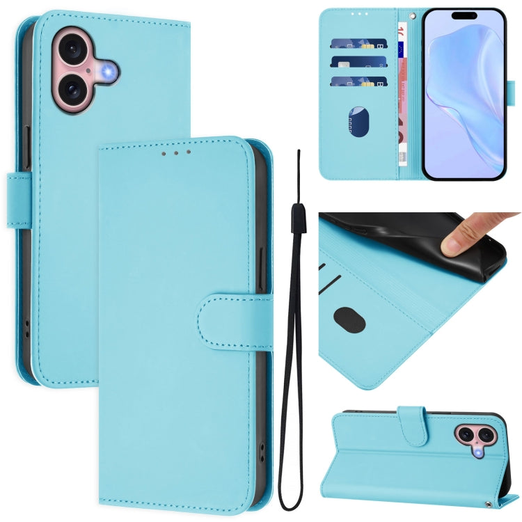 Funda para teléfono de piel de color liso con cordón y tacto agradable al tacto, For iPhone 16, For iPhone 15 Pro Max
