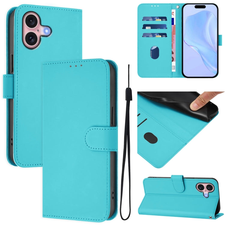 Funda para teléfono de piel de color liso con cordón y tacto agradable al tacto, For iPhone 16, For iPhone 15 Pro Max