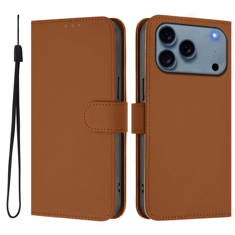 Funda para teléfono de piel de color liso con cordón y tacto agradable al tacto, For iPhone 17 Pro, For iPhone 17