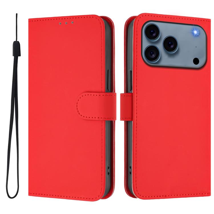 Funda para teléfono de piel de color liso con cordón y tacto agradable al tacto, For iPhone 17 Pro, For iPhone 17