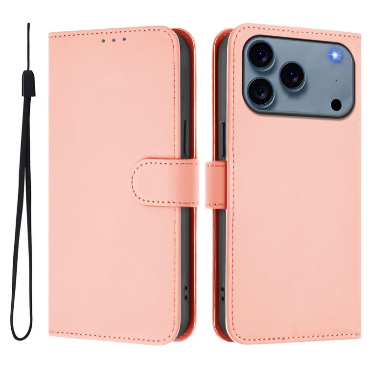 Funda para teléfono de piel de color liso con cordón y tacto agradable al tacto, For iPhone 17 Pro, For iPhone 17