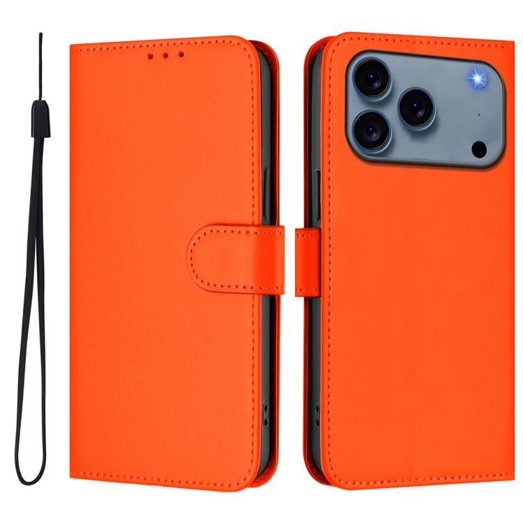 Funda para teléfono de piel de color liso con cordón y tacto agradable al tacto, For iPhone 17 Pro, For iPhone 17