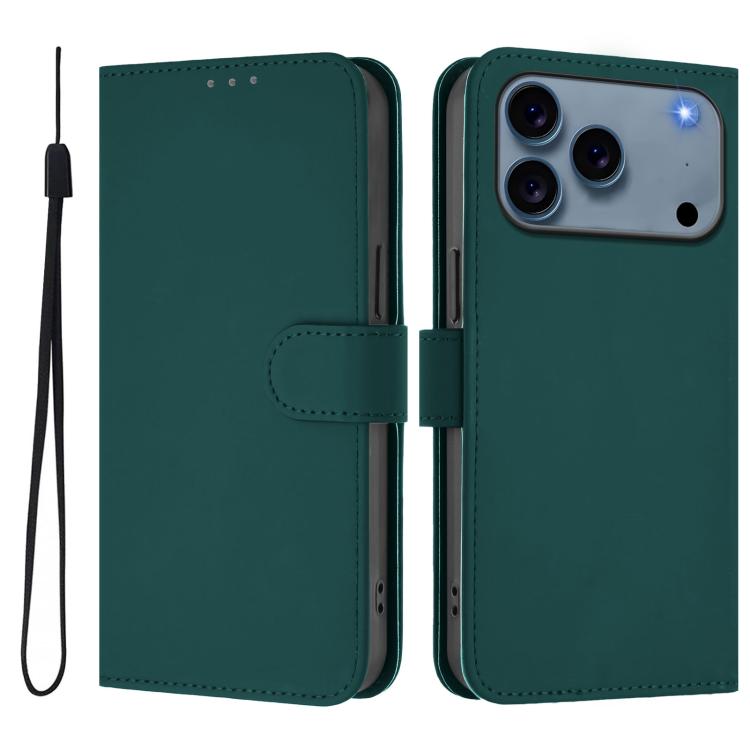Funda para teléfono de piel de color liso con cordón y tacto agradable al tacto, For iPhone 17 Pro, For iPhone 17