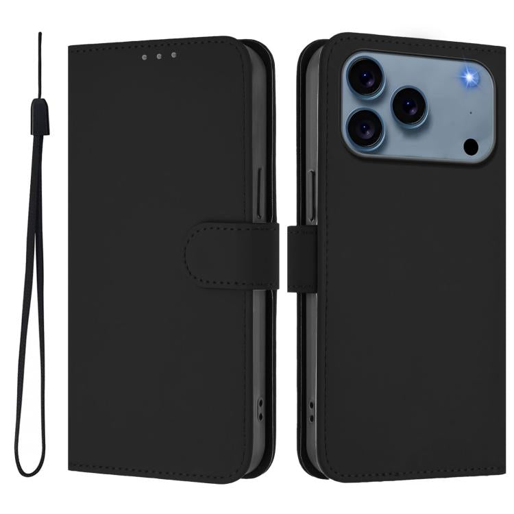 Funda para teléfono de piel de color liso con cordón y tacto agradable al tacto, For iPhone 17 Pro, For iPhone 17