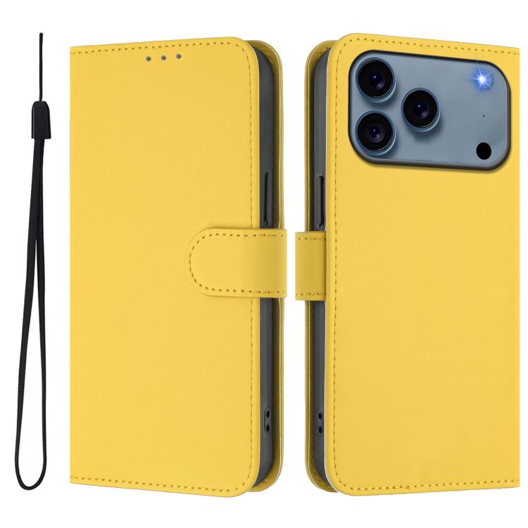 Funda para teléfono de piel de color liso con cordón y tacto agradable al tacto, For iPhone 17 Pro, For iPhone 17