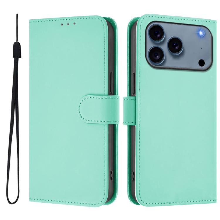 Funda para teléfono de piel de color liso con cordón y tacto agradable al tacto, For iPhone 17 Pro, For iPhone 17