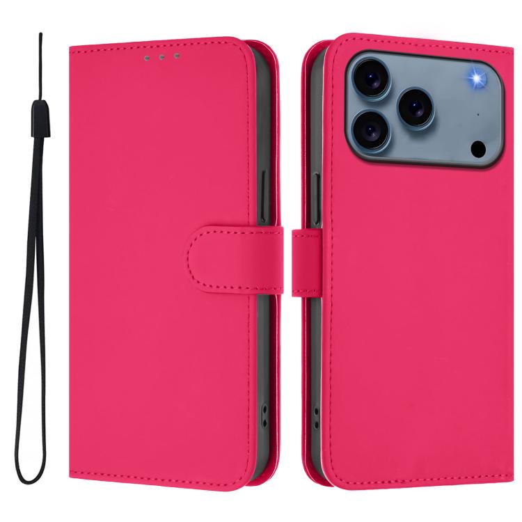 Funda para teléfono de piel de color liso con cordón y tacto agradable al tacto, For iPhone 17 Pro, For iPhone 17