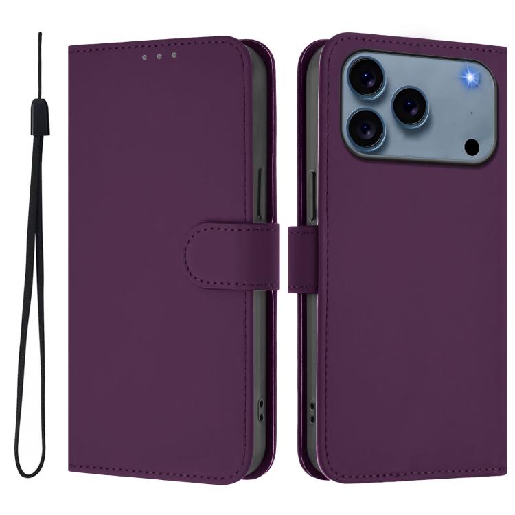 Funda para teléfono de piel de color liso con cordón y tacto agradable al tacto, For iPhone 17 Pro, For iPhone 17