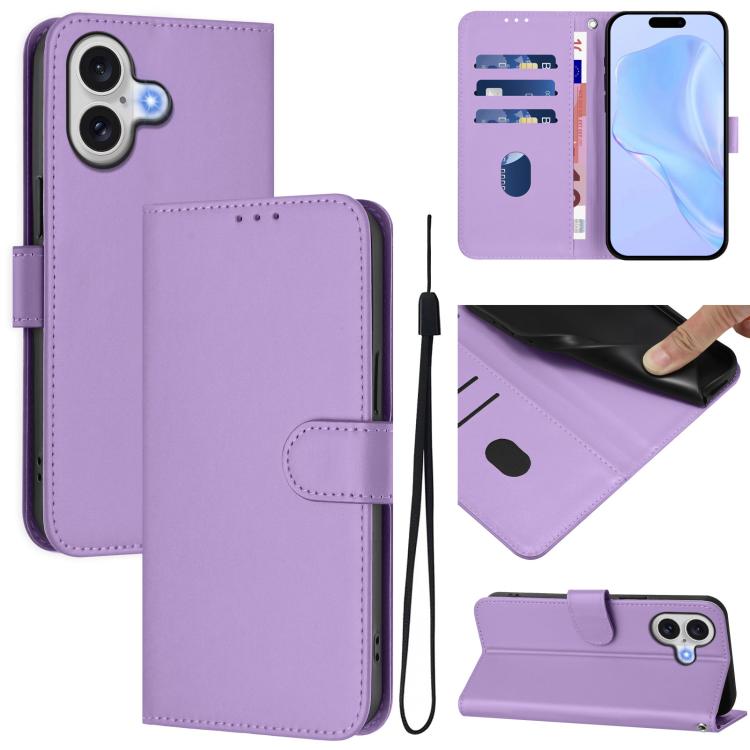 Funda para teléfono de piel de color liso con cordón y tacto agradable al tacto, For iPhone 17 Pro, For iPhone 17