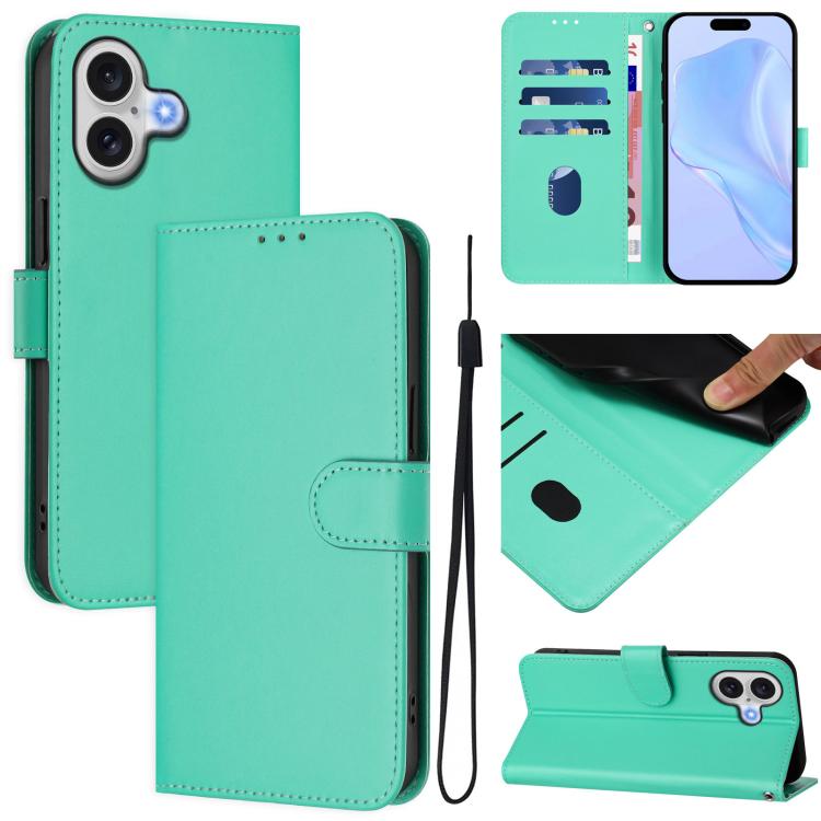 Funda para teléfono de piel de color liso con cordón y tacto agradable al tacto, For iPhone 17 Pro, For iPhone 17