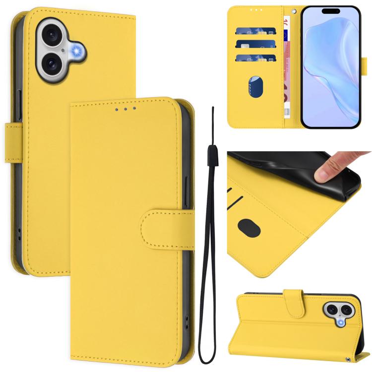 Funda para teléfono de piel de color liso con cordón y tacto agradable al tacto, For iPhone 17 Pro, For iPhone 17