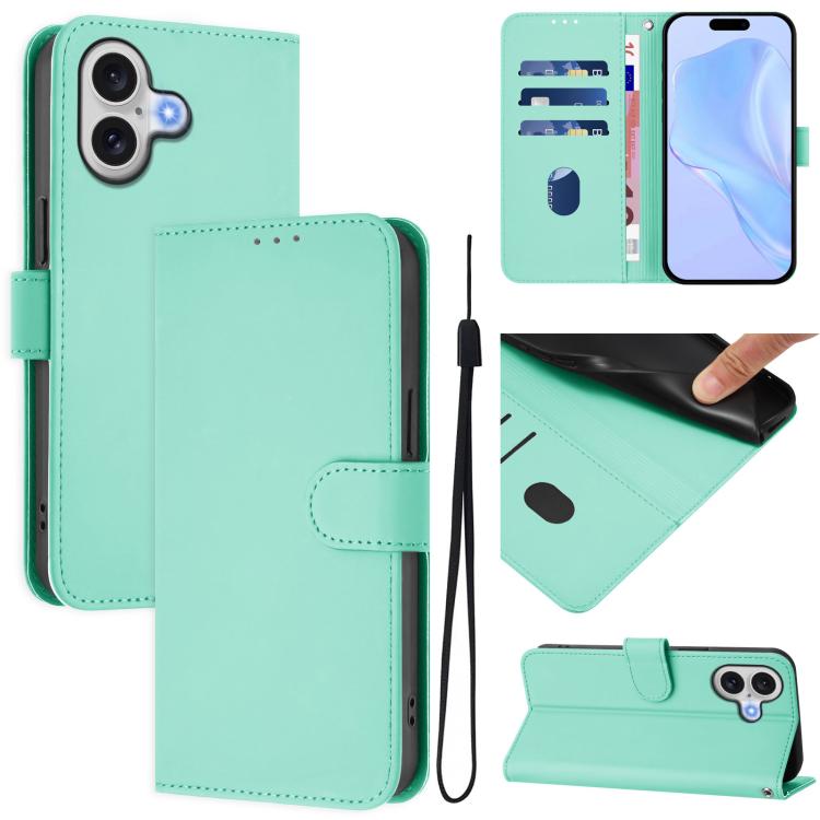 Funda para teléfono de piel de color liso con cordón y tacto agradable al tacto, For iPhone 17 Pro, For iPhone 17