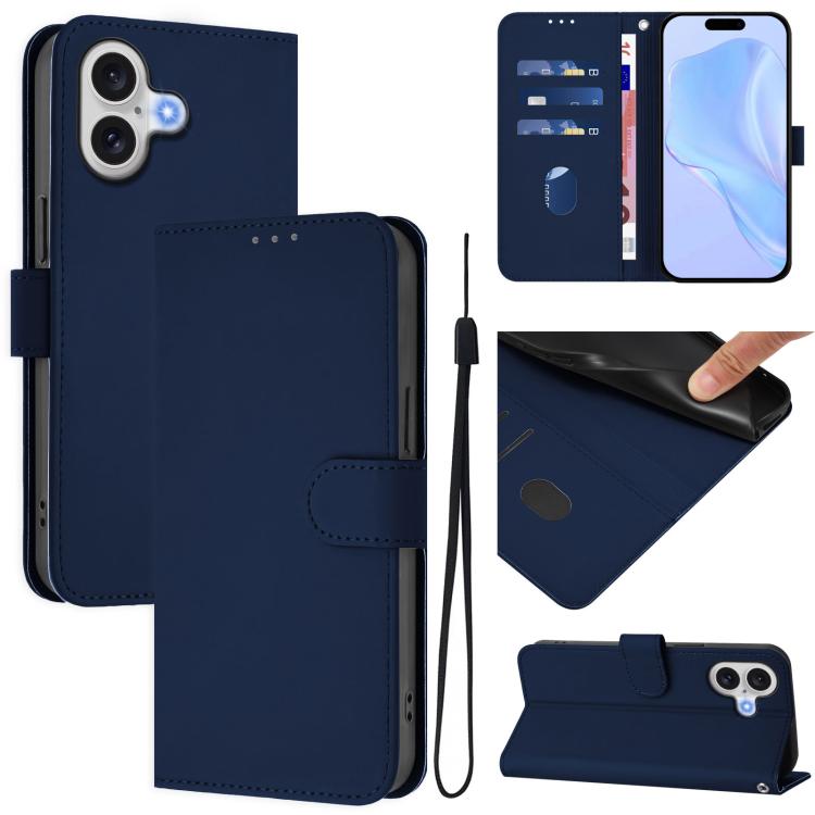 Funda para teléfono de piel de color liso con cordón y tacto agradable al tacto, For iPhone 17 Pro, For iPhone 17