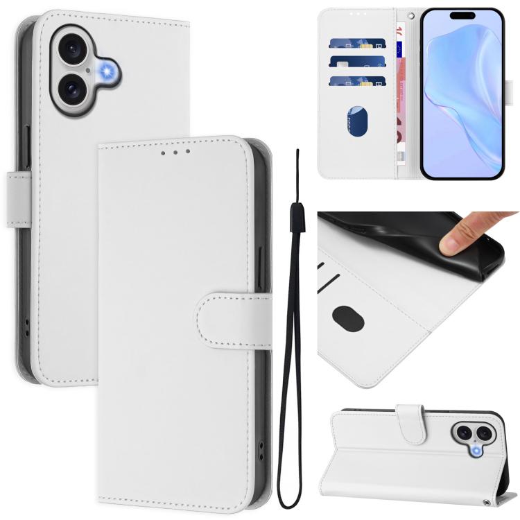 Funda para teléfono de piel de color liso con cordón y tacto agradable al tacto, For iPhone 17 Pro, For iPhone 17