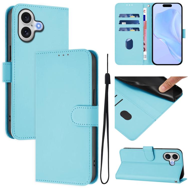 Funda para teléfono de piel de color liso con cordón y tacto agradable al tacto, For iPhone 17 Pro, For iPhone 17