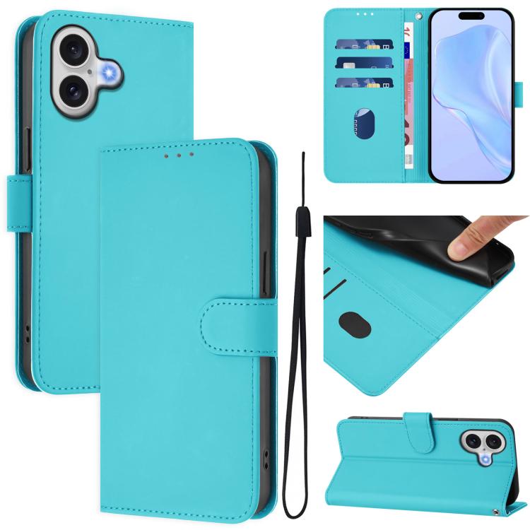 Funda para teléfono de piel de color liso con cordón y tacto agradable al tacto, For iPhone 17 Pro, For iPhone 17