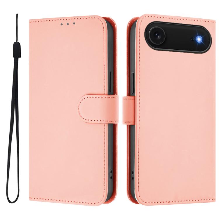 Funda para teléfono de piel de color liso con cordón y tacto agradable al tacto, For iPhone Air, For iPhone 16 Pro Max