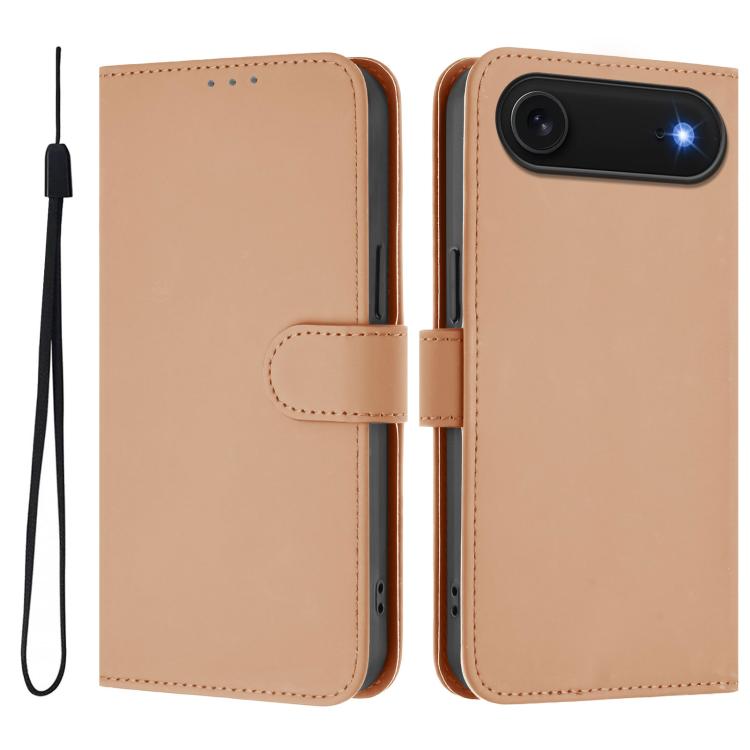 Funda para teléfono de piel de color liso con cordón y tacto agradable al tacto, For iPhone Air, For iPhone 16 Pro Max