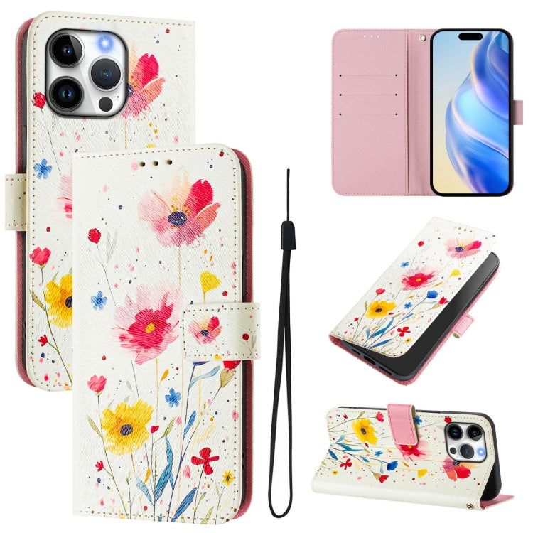 Funda de cuero para teléfono con patrón de dibujo artístico en color, For iPhone 16e / 17e, For iPhone 16 Pro Max