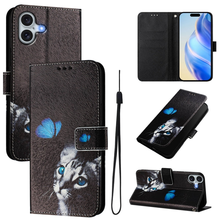 Funda de cuero para teléfono con patrón de dibujo artístico en color, For iPhone 16, For iPhone 15 Pro Max