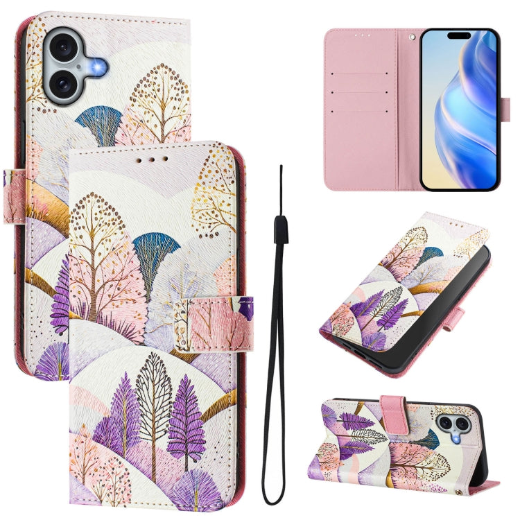 Funda de cuero para teléfono con patrón de dibujo artístico en color, For iPhone 16, For iPhone 15 Pro Max