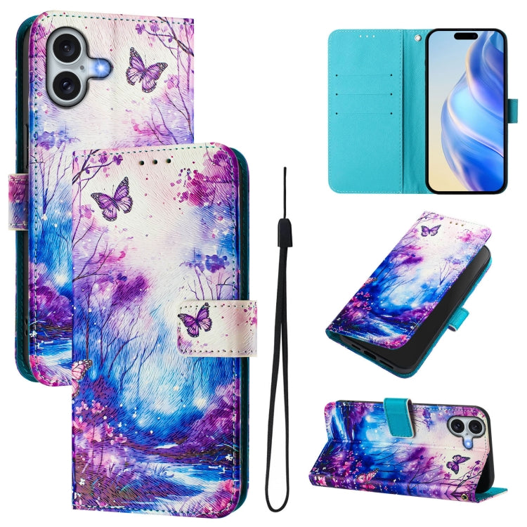 Funda de cuero para teléfono con patrón de dibujo artístico en color, For iPhone 16, For iPhone 15 Pro Max