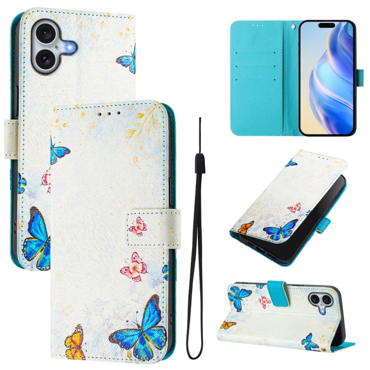 Funda de cuero para teléfono con patrón de dibujo artístico en color, For iPhone 16, For iPhone 15 Pro Max
