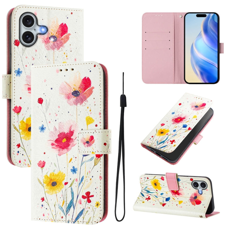 Funda de cuero para teléfono con patrón de dibujo artístico en color, For iPhone 16, For iPhone 15 Pro Max