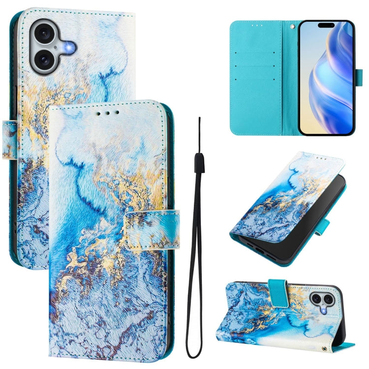 Funda de cuero para teléfono con patrón de dibujo artístico en color, For iPhone 16, For iPhone 15 Pro Max
