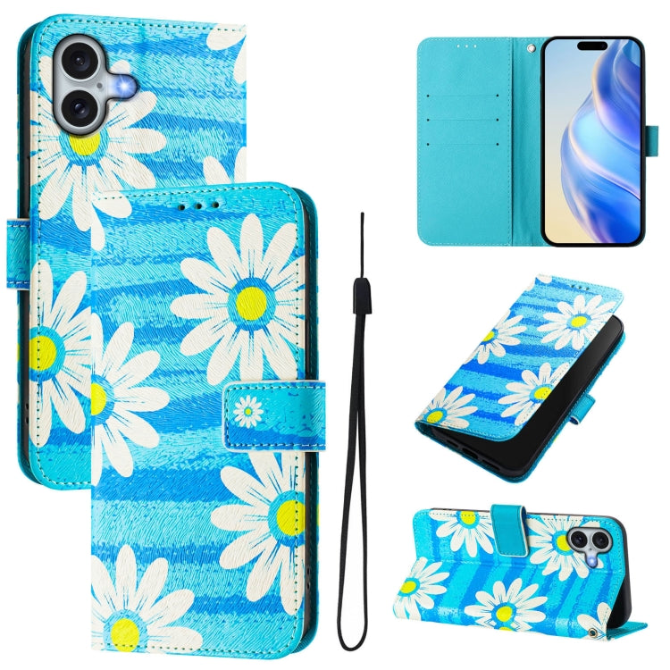 Funda de cuero para teléfono con patrón de dibujo artístico en color, For iPhone 16, For iPhone 15 Pro Max