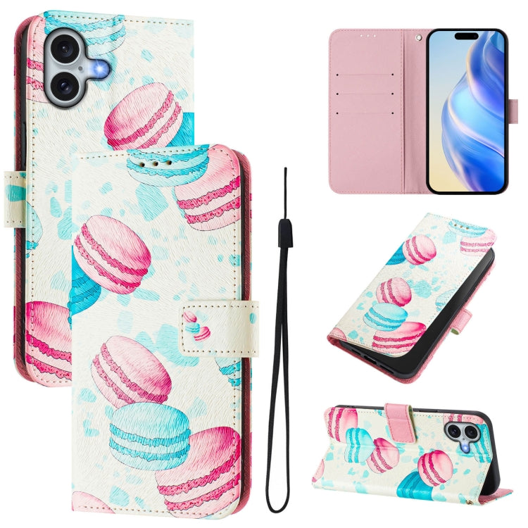 Funda de cuero para teléfono con patrón de dibujo artístico en color, For iPhone 16, For iPhone 15 Pro Max