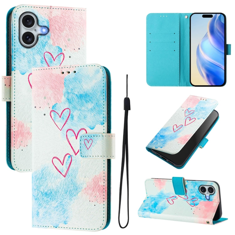 Funda de cuero para teléfono con patrón de dibujo artístico en color, For iPhone 16, For iPhone 15 Pro Max