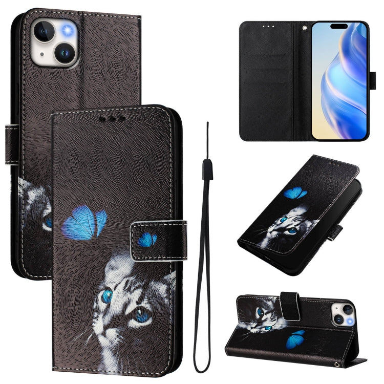 Funda de cuero para teléfono con patrón de dibujo artístico en color, For iPhone 15, For iPhone 14 Plus