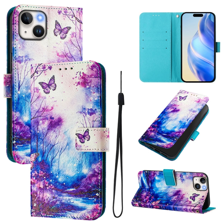 Funda de cuero para teléfono con patrón de dibujo artístico en color, For iPhone 15, For iPhone 14 Plus