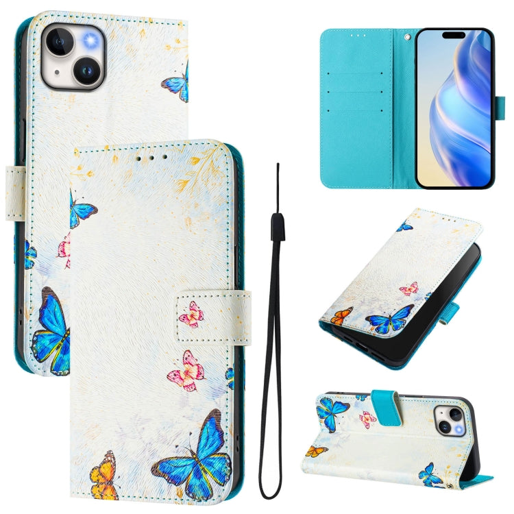 Funda de cuero para teléfono con patrón de dibujo artístico en color, For iPhone 15, For iPhone 14 Plus