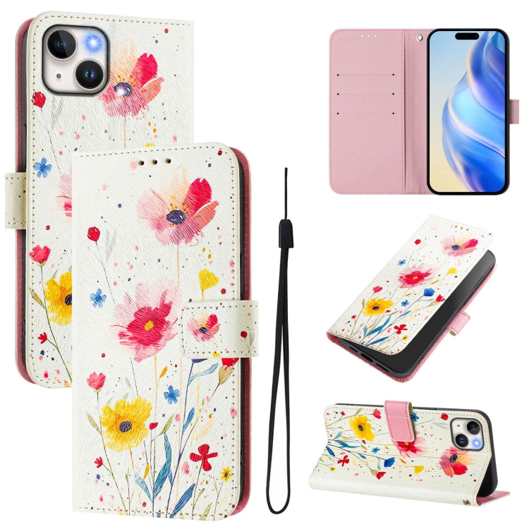 Funda de cuero para teléfono con patrón de dibujo artístico en color, For iPhone 15, For iPhone 14 Plus