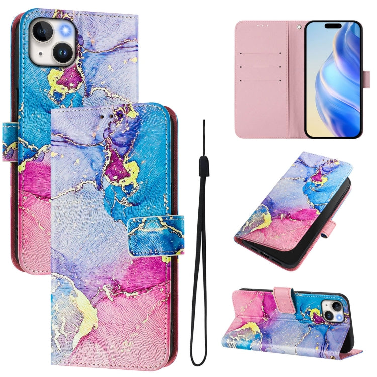 Funda de cuero para teléfono con patrón de dibujo artístico en color, For iPhone 15, For iPhone 14 Plus