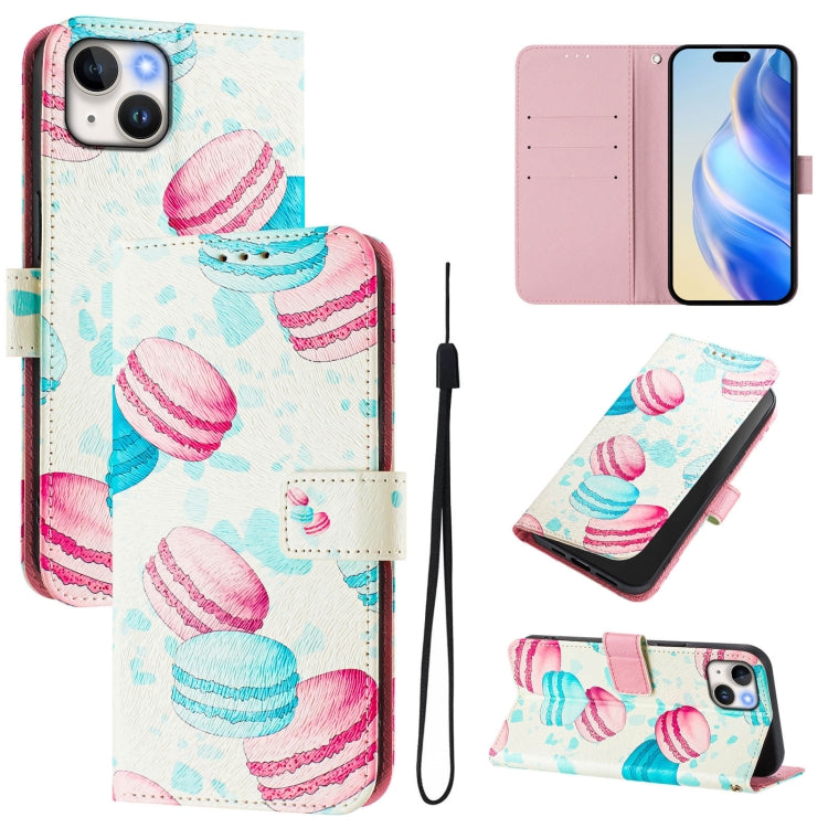 Funda de cuero para teléfono con patrón de dibujo artístico en color, For iPhone 15, For iPhone 14 Plus