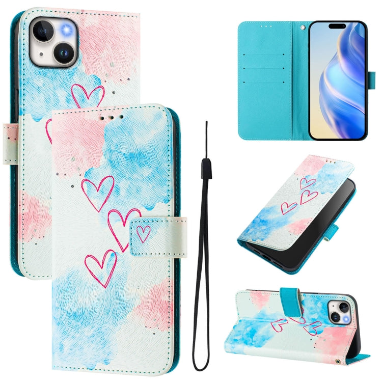 Funda de cuero para teléfono con patrón de dibujo artístico en color, For iPhone 15, For iPhone 14 Plus