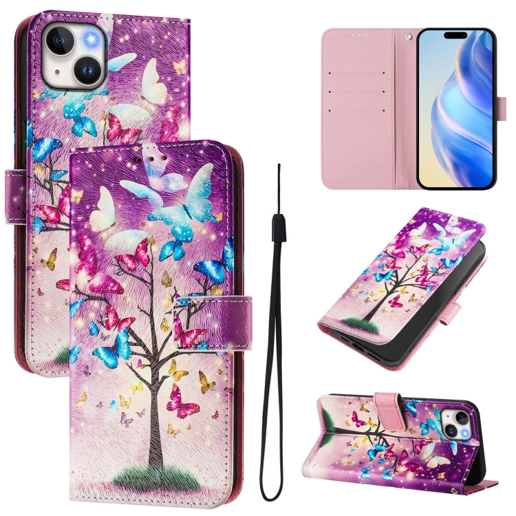 Funda de cuero para teléfono con patrón de dibujo artístico en color, For iPhone 15, For iPhone 14 Plus