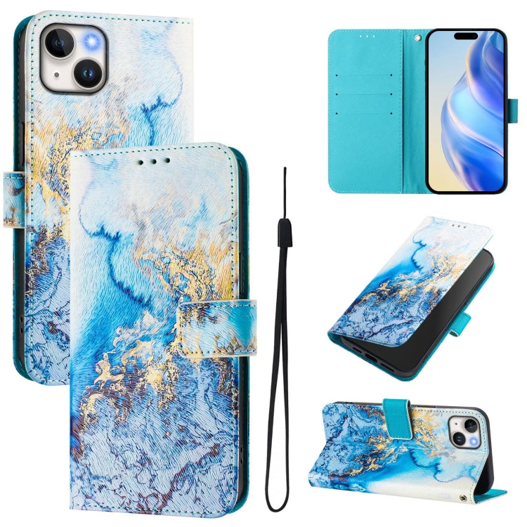 Funda de cuero para teléfono con patrón de dibujo artístico en color, For iPhone 15, For iPhone 14 Plus